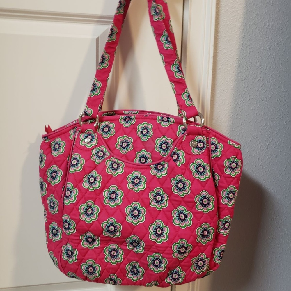 VERA BRADLEY PINK Swirls Flowers SHOULDER BAG